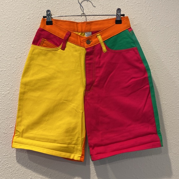 Vintage Pants - 90s colorblock denim shorts